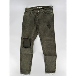 Zara Men Distressed Washed Green Cargo Jeans Size 34x34